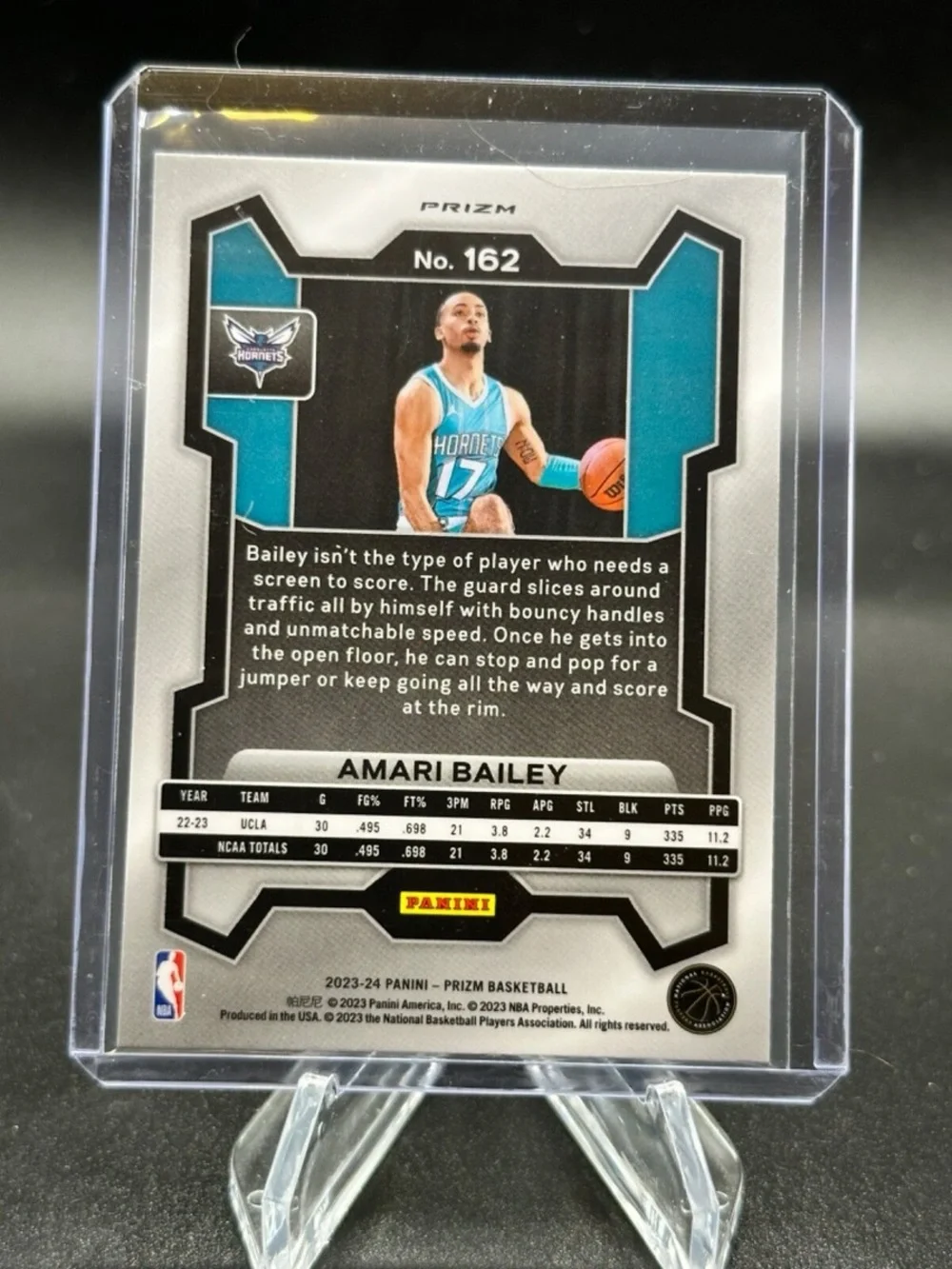 Amari Bailey Hornets Green Prizm Rookie Card Display